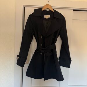 Michael Kors Black‎ Double-Breasted Trench Coat Size Medium
